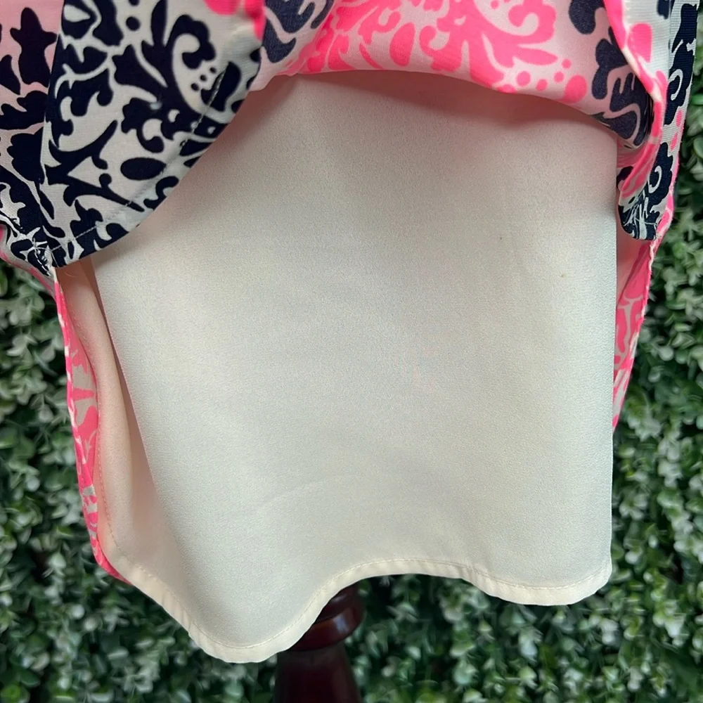 Monteau Sleeveless Open Back Printed Shift Dress Pink Black White